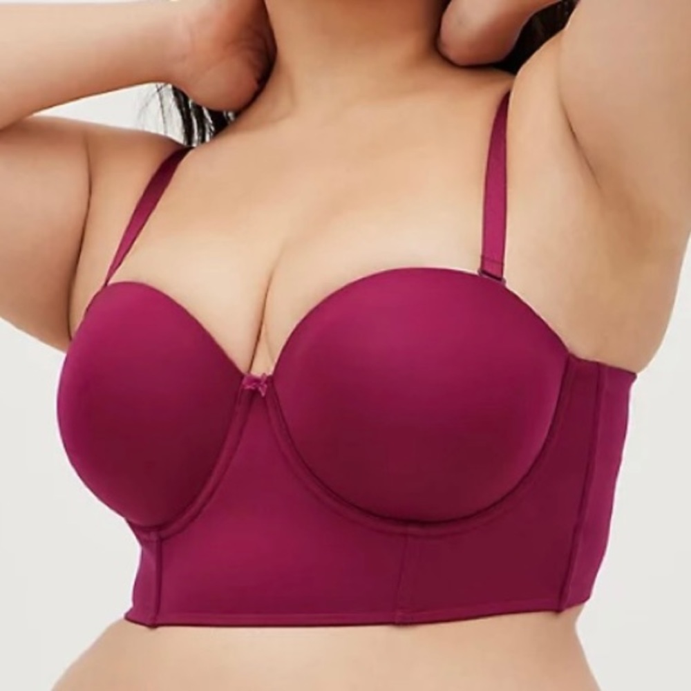 Torrid Women’s Plus Size Push-Up Dark Berry Pink MultiWay Strapless Longline Bra